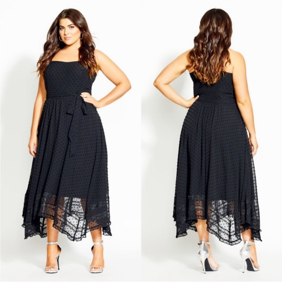 City Chic Dresses & Skirts - NWT CITY CHIC Flirty Nature Hanky Hem Dress - black 18